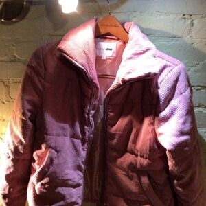 Fashion nova dusty, rose corduroy Puffer jacket